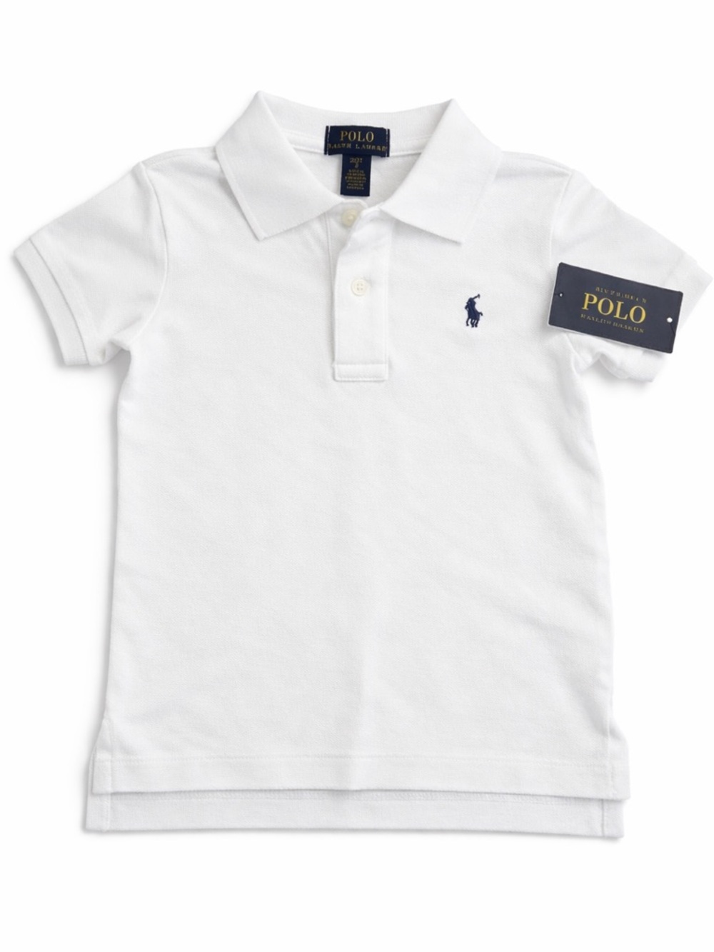 Polo by Ralph Lauren Girls White Polo with Navy Pony